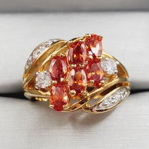 Genuine Mandarin Spessartite Orange Garnet Yellow Gold Tone / 925 Silver…